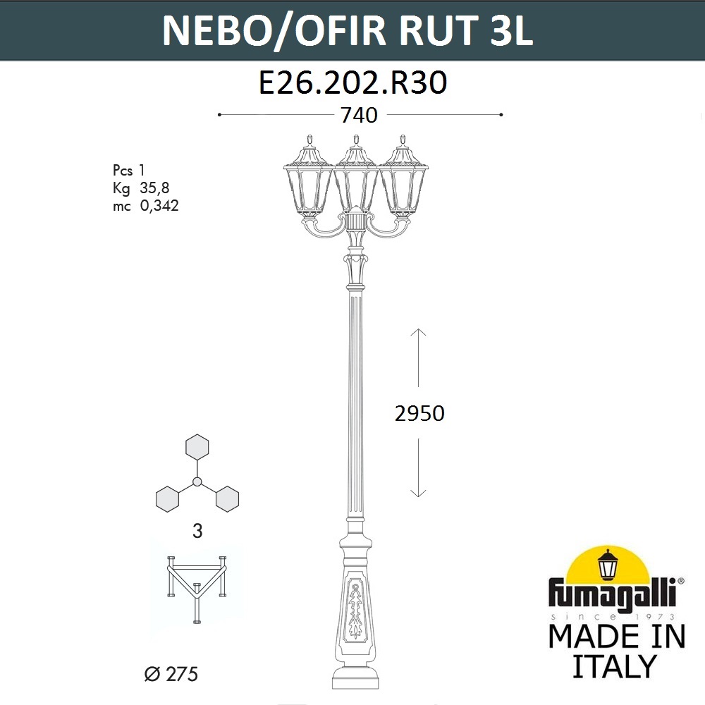 �������� ������ FUMAGALLI NEBO OFIR/RUT 3L E26.202.R30.WYE27